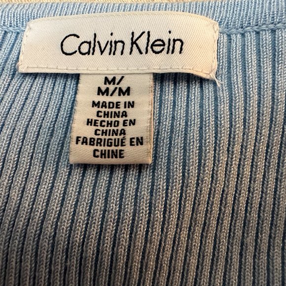 Calvin Klein Light Blue Round Neck Long Sleeve Blouse Sz M - Picture 8 of 11